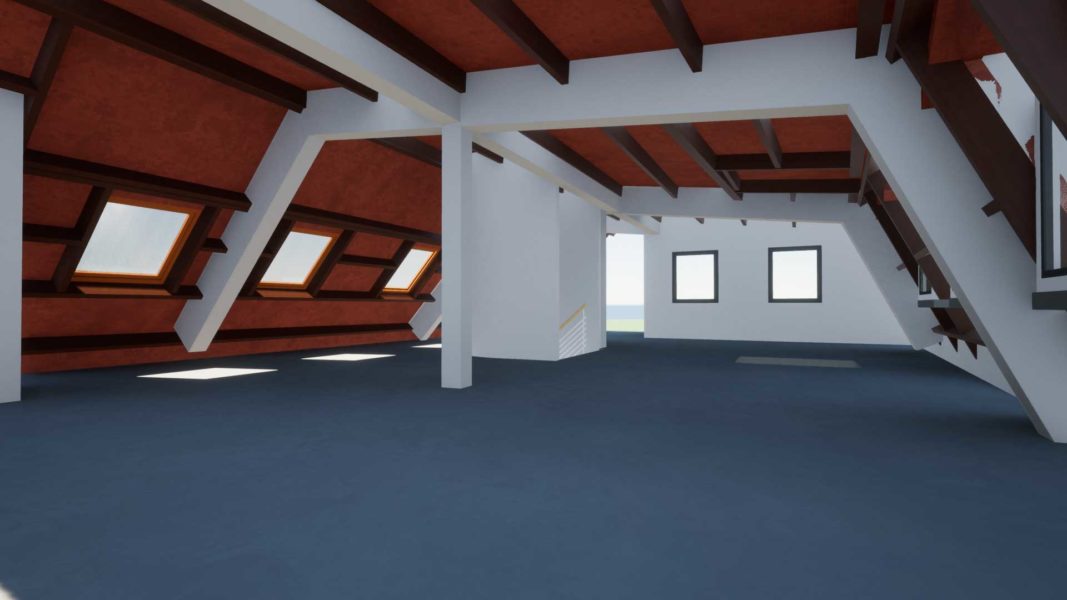 Enghien-vue-interieur-charpente- Modélisation 3D