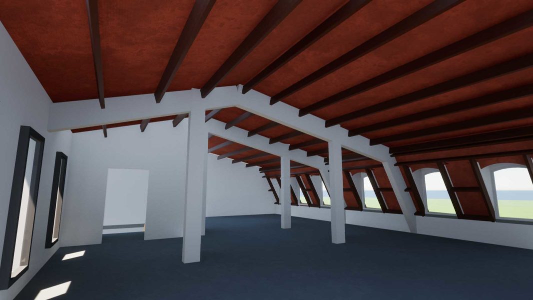 Enghien-vue-interieur-charpente- Modélisation 3D