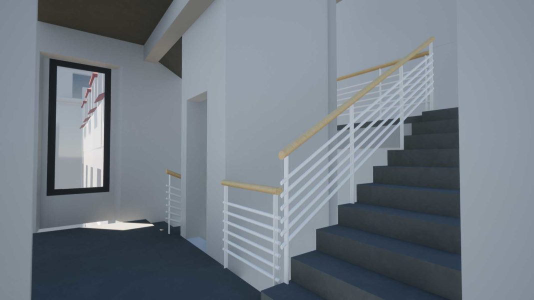 Enghien-vue-interieur-escalier- Modélisation 3D