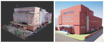 Maquette de la piscine Pantin, en nuage de point puis en modélisation 3D