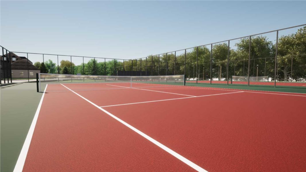 Centre sportif Puteaux, modélisation 3D cours de tennis