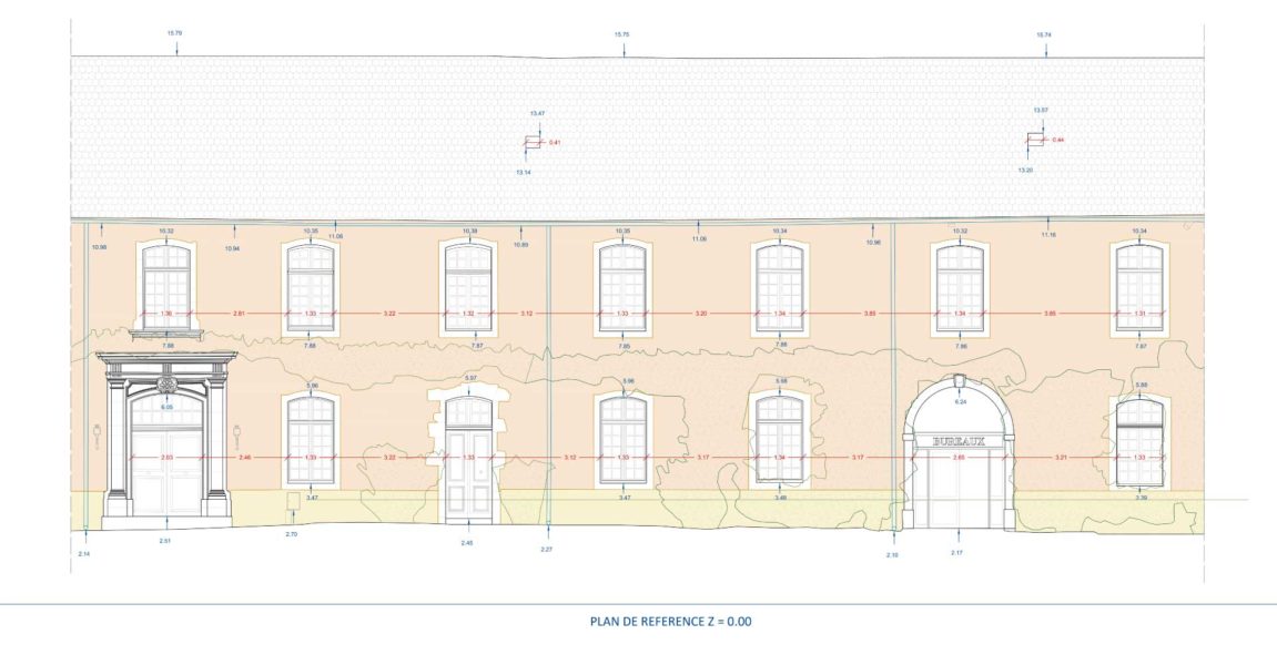 Centre sportif Puteaux, Plan de façades