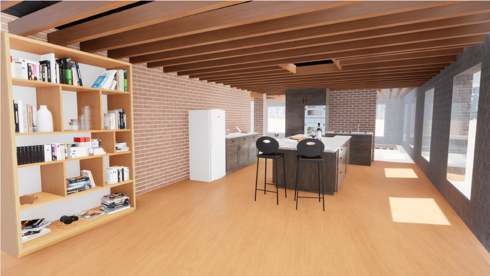 Vue 3D de l'intérieur d'un immeuble rue Sentier Paris