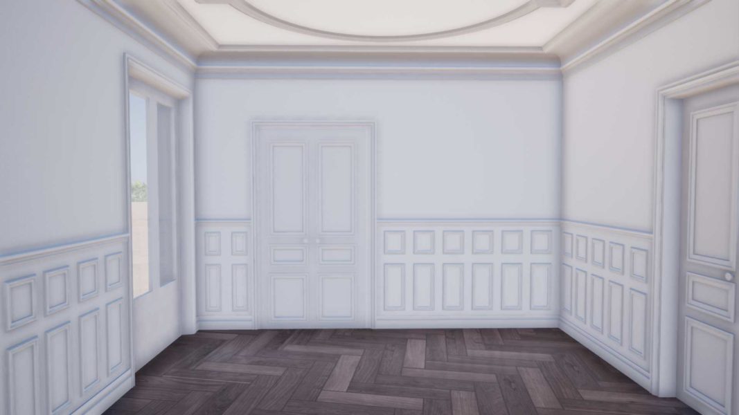 Vue 3D de l'intérieur d'un immeuble haussmannien, Place Saint-Michel